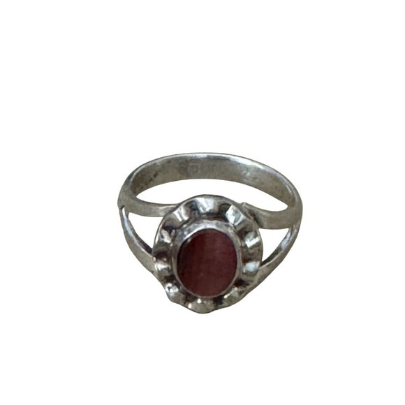 Cats Eye Carnelian Agate Sterling Silver Ring Size 6.5 Vintage Split Band Elegan - Picture 1 of 6